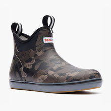 Women's 6 in Black Camo Ankle Deck Boot